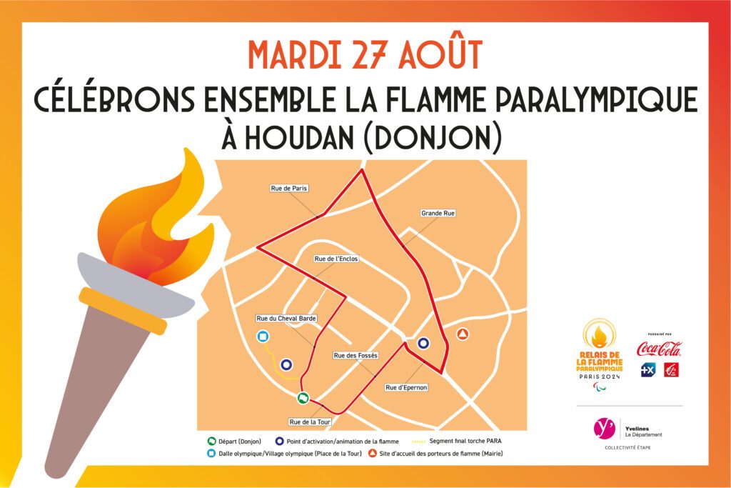 Parcours de la Flamme Paralympique à Houdan le 27 Août 2024